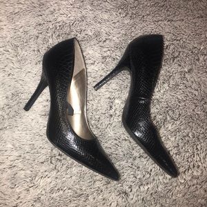 Black Faux-Crocodile Pumps